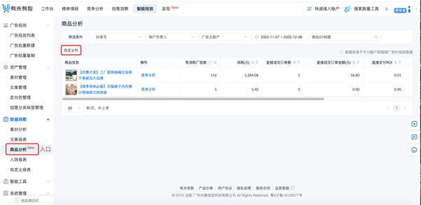 有米有数推出商品分析功能，助力商家高效复盘商品投放效果